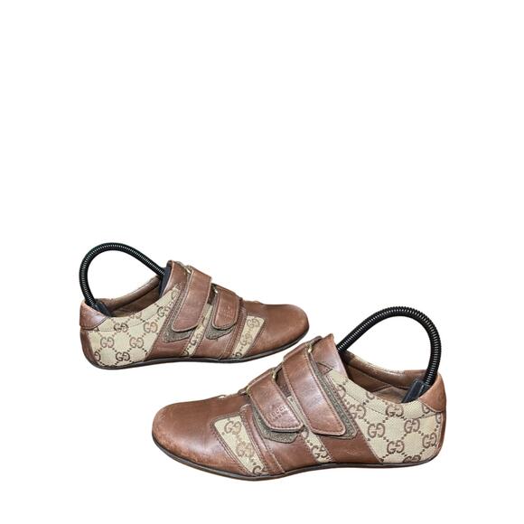 Gucci GG Monogram Low Top Brown Leather Sneakers Size 36 euro - Picture 1 of 11